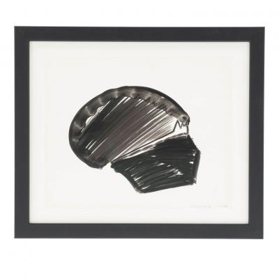 Minimal Black and White Abstract Ink on Paper by Philip Renteria 1980 