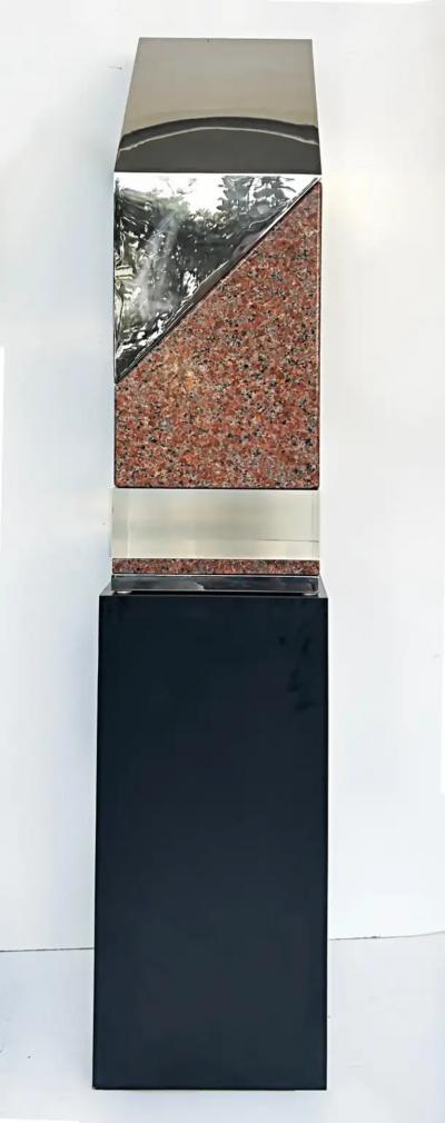 Minimalist Abstract Sculpture in Stainless Steel Granite Lucite Unsigned