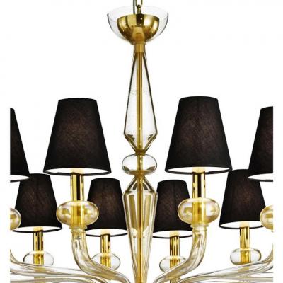 Minimalist Modern Linear Murano Glass Chandelier With Gold Leaf Accents