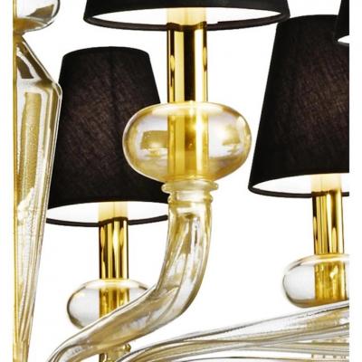 Minimalist Modern Linear Murano Glass Chandelier With Gold Leaf Accents