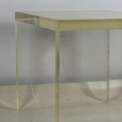 Minimalist Post Modern Thick Lucite Side Table