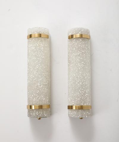 Minimalist pair of 1950s French Textured Resin and Brass Wall Sconces 