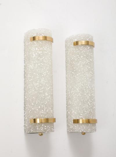 Minimalist pair of 1950s French Textured Resin and Brass Wall Sconces 