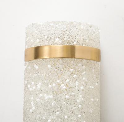 Minimalist pair of 1950s French Textured Resin and Brass Wall Sconces 