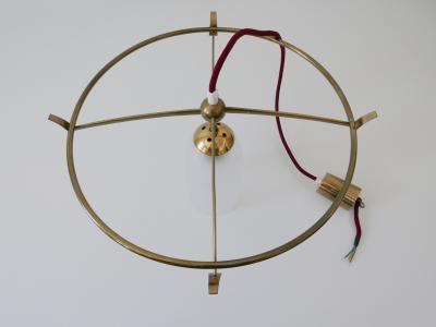Minimalistic Mid Century Modern Brass Glass UFO Pendant Lamp Germany 1950s