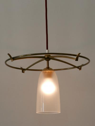 Minimalistic Mid Century Modern Brass Glass UFO Pendant Lamp Germany 1950s