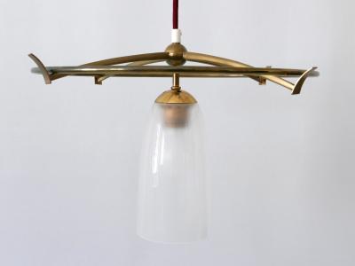 Minimalistic Mid Century Modern Brass Glass UFO Pendant Lamp Germany 1950s