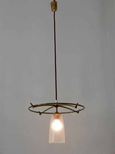 Minimalistic Mid Century Modern Brass Glass UFO Pendant Lamp Germany 1950s
