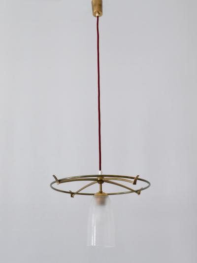 Minimalistic Mid Century Modern Brass Glass UFO Pendant Lamp Germany 1950s