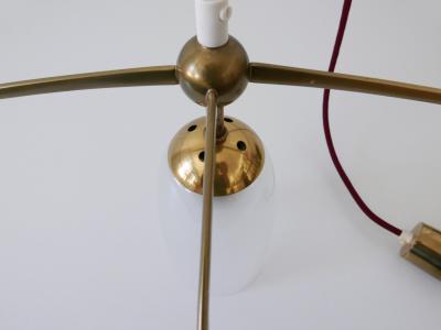 Minimalistic Mid Century Modern Brass Glass UFO Pendant Lamp Germany 1950s