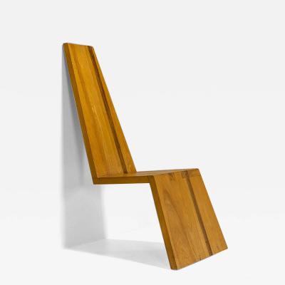 Minimalistic Wall Resting Chair In Oak by F Weerkamp Netherlands 1980s