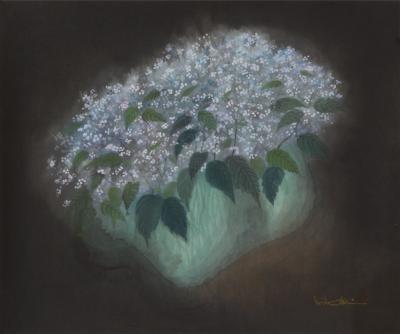 Minol Araki Green Planter with White Flowers 1989