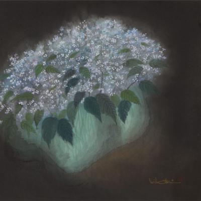 Minol Araki Green Planter with White Flowers 1989