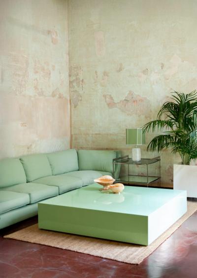 Mint Green Lacquered Coffee Table 1980s