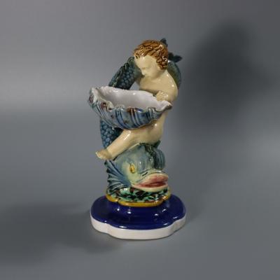 Minton Majolica Boy and Dolphin Salt