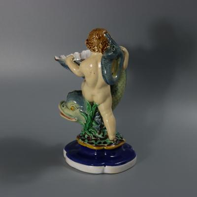 Minton Majolica Boy and Dolphin Salt