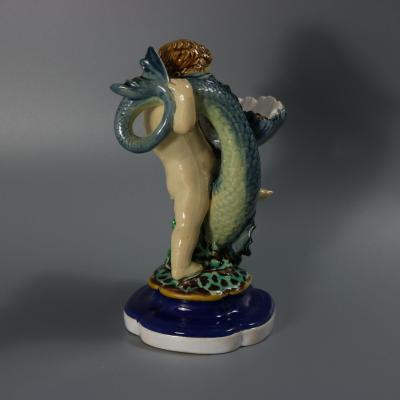 Minton Majolica Boy and Dolphin Salt