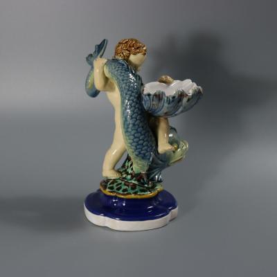 Minton Majolica Boy and Dolphin Salt