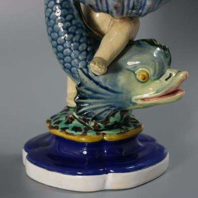 Minton Majolica Boy and Dolphin Salt