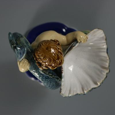 Minton Majolica Boy and Dolphin Salt