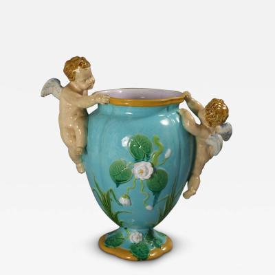 Minton Majolica Cherubs Vase