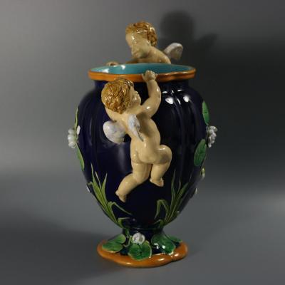 Minton Majolica Cherubs Vase