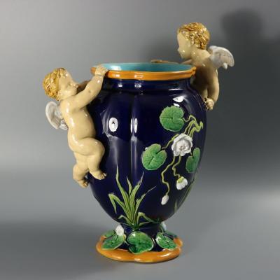 Minton Majolica Cherubs Vase
