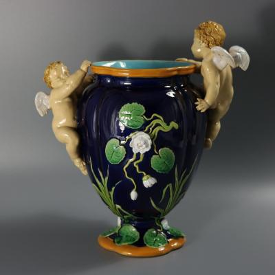 Minton Majolica Cherubs Vase
