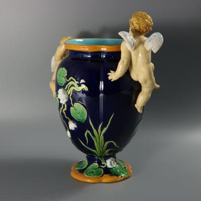 Minton Majolica Cherubs Vase