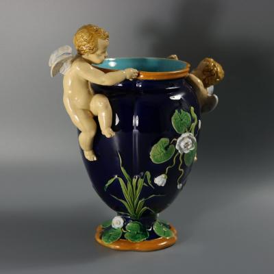 Minton Majolica Cherubs Vase