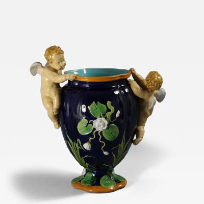 Minton Majolica Cherubs Vase