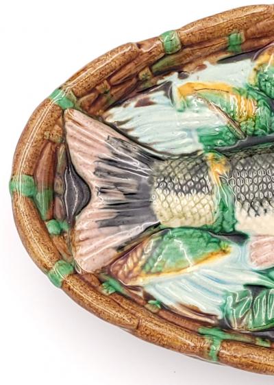 Minton Majolica Fish in Tray England circa 1870