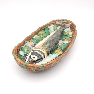 Minton Majolica Fish in Tray England circa 1870