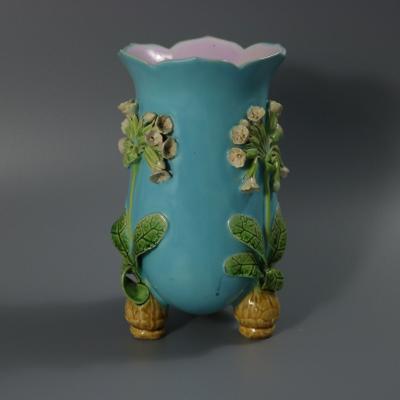 Minton Majolica Floral Vase with Bulb Feet