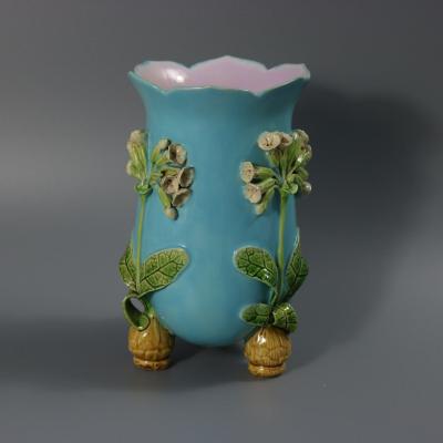 Minton Majolica Floral Vase with Bulb Feet
