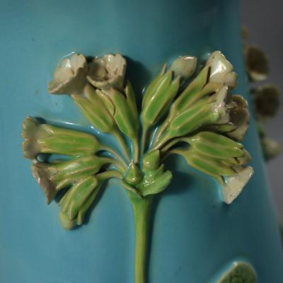 Minton Majolica Floral Vase with Bulb Feet
