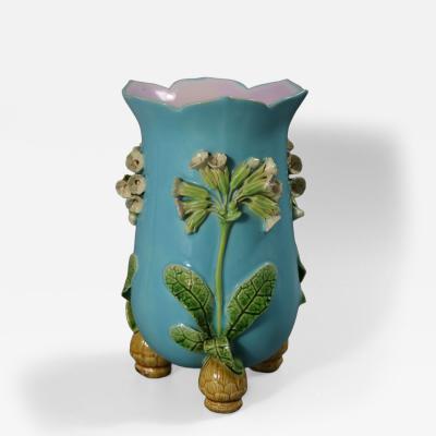Minton Majolica Floral Vase with Bulb Feet