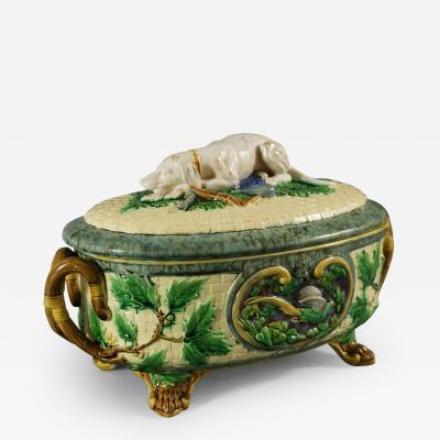 Minton Majolica Game Pie Dish with Gun Dog