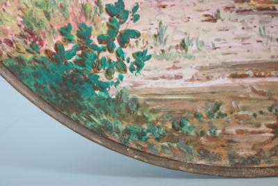 Minton Majolica Landscape Scene Wall Plate by Edouard Rischgitz