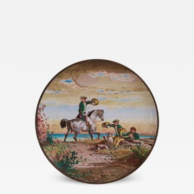Minton Majolica Landscape Scene Wall Plate by Edouard Rischgitz