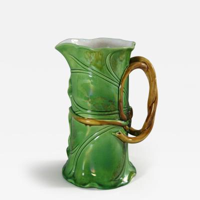 Minton Majolica Lily Leaves Jug Pitcher