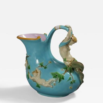 Minton Majolica Mermaid and Cherub Wine Pitcher