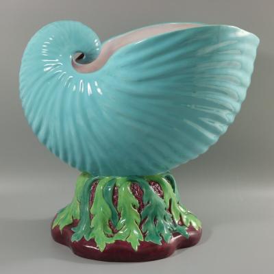 Minton Majolica Nautilus Shell Flower Pot