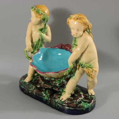 Minton Majolica Putti Shell Carriers