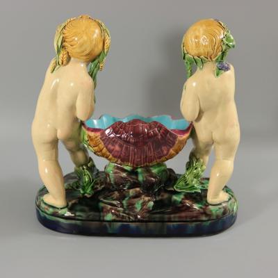 Minton Majolica Putti Shell Carriers