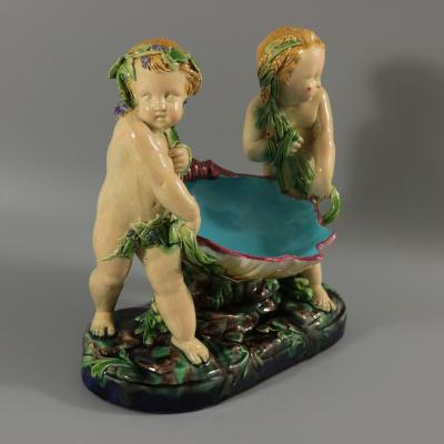 Minton Majolica Putti Shell Carriers