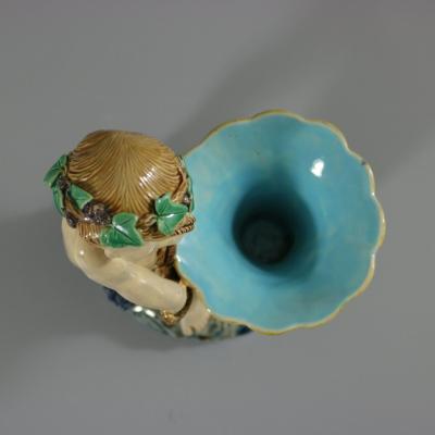 Minton Majolica Putti with Basket Vase