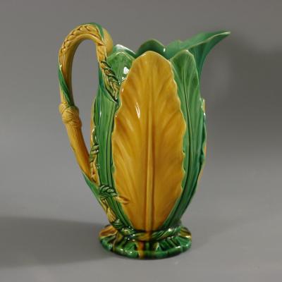 Minton Majolica Wheat And Leaves Jug Pitcher