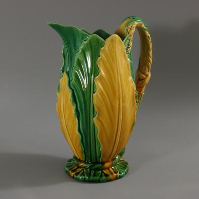 Minton Majolica Wheat And Leaves Jug Pitcher