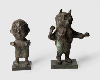 Miodrag Duric known as Dado Two imaginary figures in bronze attributed to M uri dit Dado France 1980 2000